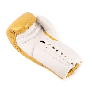QST Most Demanded Gold <b>Lace</b> Up Boxing <b>Gloves</b> In High Quality Cowhide Leather With Your Custom Logo & Design Boxing Fight <b>Gloves</b> - Product Image 5