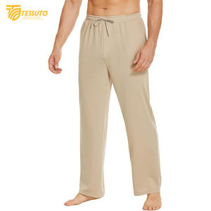 Pantalones deportivos informales ligeros de 100% algodón para hombre con malla inferior abierta y bolsillos con cremallera ajuste holgado - Product Image 1