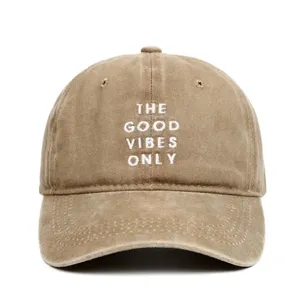 Unisex Good Vibes Only Dad Hats OEM Logotipo personalizado Golf Béisbol Gorra deportiva Tela de sarga Lavada Sin estructura Vietnam Headwear - Product Image 2