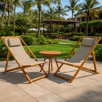 Nouvelle conception de meubles en bois de teck indonésien, chaises et tables pliantes modernes pour restaurant de plage, restaurant en plein air