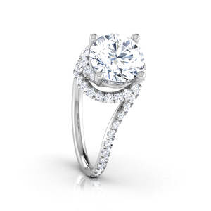 Anillo de compromiso de diamante solitario en espiral con piedra central de corte brillante redondo chapado en oro de 18 quilates para mujer certificado IGI - Product Image 3