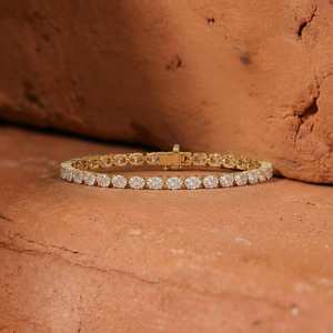 Pulsera de Diamantes Cultivados en Laboratorio, Ovalados de 3.5mm, Oro Sólido de 14K, Color DEF, Certificación IGI, Totalmente Cubierta de Diamantes, Joyería de Lujo Estilo Hip Hop para Hombre y Mujer - Product Image 1
