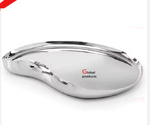 Plato de servicio de diseñador con acabado dorado de aluminio y metal dorado para restaurante y bar de hotel - Product Image 5