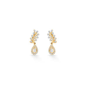 Boucles d'oreilles pendantes plaquées or 18 carats pour femmes avec accents de perles d'émeraude et de diamants - Product Image 3