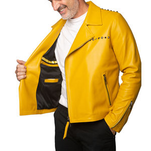 Veste en cuir vintage de style nouveau pour hommes, veste décontractée à fermeture éclair, légère, col, veste en cuir pour hommes, veste pour hommes - Product Image 4