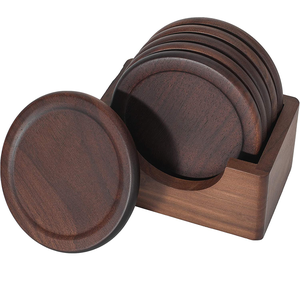 Wooden Drink coaster for Hotels <b>Bar</b>/Unique Design Natural Wood Crafts Beverage Coasters with Holder Hot Selling - Product Image 6