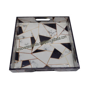 Square Shape High Quality <b>Wooden</b> <b>Serving</b> <b>Trays</b> With Handles For Breakfast in Bed Lunch Dinner Desktop Parties - Product Image 2