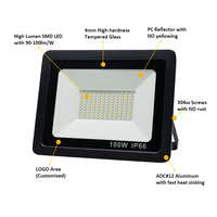 Projecteurs LED extérieurs IP66 9000lm 100W 220V AC CE ROHS pour l'éclairage de jardin et de cour