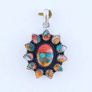 Pendentifs en argent sterling 925 avec pierres précieuses turquoise et cuivre nacré, design artistique, prix de gros, pendentifs à breloques - Product Image 2