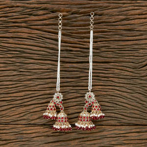 Dernière qualité d'exportation faite à la main de la boucle d'oreille classique plaquée or Indo Western Double boucle d'oreille Jhumki - Product Image 6