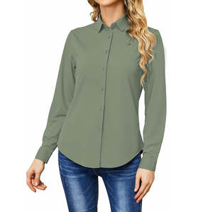 Camisa de Vestir Transpirable Personalizada para Mujer, Camisa de Vestir de Algodón Blanca Personalizada para Mujer - Product Image 3