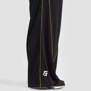 FlowLine Men's Trousers <b>Black</b> with Neon Green Size XL/5XL Lightweight Straight Pattern <b>Work</b> Wear Side Stripe Zipper Decorations - Product Image 5