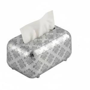 Luxury <b>Silver</b> Metal Rectangular Tissue Box Decorative Modern Paisley Pattern <b>Napkin</b> Holder Dispenser Living Room Desk Decor - Product Image 1