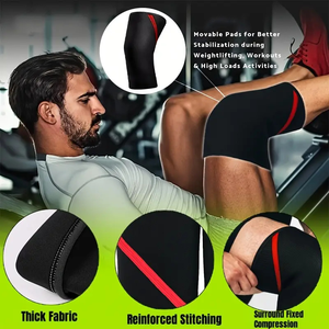 Genouillères d'hiver unisexes en néoprène et nylon de haute qualité 7 mm, personnalisées, pour la musculation, respirantes, antidérapantes, élastiques - Product Image 3