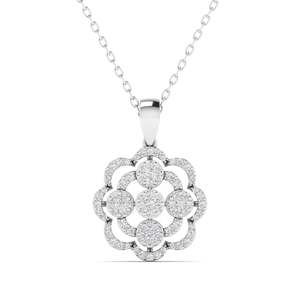 Colgante de diamante redondo con flor dorada de San Valentín, 0.50 ct, color E-F, VVS-VS, diamante cultivado en laboratorio en oro de 14K, regalo romántico para ella - Product Image 2
