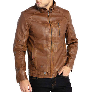 Service OEM Vente en gros Veste en cuir d'hiver pour homme avec col montant et logo frontal - MOQ faible Marque privée - Product Image 3