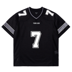 Maillot de football personnalisé Healy en mesh noir, col en V, manches courtes, anti-transpiration, pour homme adulte, numéro 7 imprimé - Product Image 1