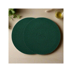 Sage Green Braided Round Eco Cotton Placemat 30x45cm Dining Table Mat OEKO <b>TEX</b> Certified Lightweight India Export Suitable - Product Image 4