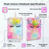 Carnet Licorne Coloré en Peluche pour Filles, Journal Créatif Fait Main, Tendance Personnalisée, Cadeau d'Anniversaire, de Noël ou de Fêtes