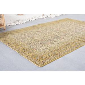 Alfombra turca clásica Vintage de 4,8x7,1 pies, diseño de retales amarillos, Material de lana, respaldo de látex para sala de estar, pasillo, entrada - Product Image 3