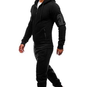 Ensemble de survêtement pour homme, décontracté, hiver, 2 pièces, motif uni, couleur personnalisée, fermeture éclair intégrale, col rabattu, coupe régulière, 2 en 1 réversible - Product Image 1