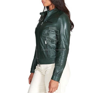 Vestes en cuir pour femmes tricotées personnalisées avec logo, faible MOQ, qualité supérieure, coupe-vent, écologiques, décontractées et élégantes - Product Image 2