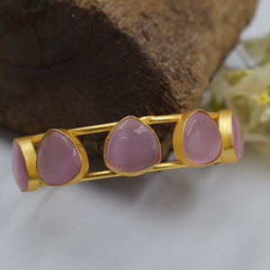 new arrival fashionable stylish <b>jewellery</b> designer handmade goldplated <b>brass</b> stone beads adjustable bangle for girls and women - Product Image 2