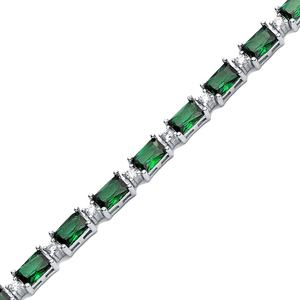 Emerald CZ Stone Baguette Design Tennis <b>Bracelet</b> Handcrafted 925 Silver Turkish Wholesale Fine Jewelry <b>for</b> <b>Women</b> - Product Image 3