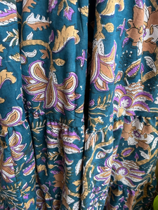 Femmes grande taille à manches longues Maxi robe bloc imprimé coton couleurs mélangées vêtements d'été avec gland décoration 100% coton - Product Image 2