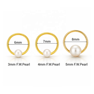 Pendientes de Aro con Diseño Circular Minimalista en Oro Amarillo de 14K JJ BRAVO, Perlas de Agua Dulce Hechas a Mano, Joyería Fina para Mujer, Geométricos - Product Image 6