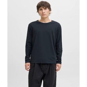 T-shirt à manches longues surdimensionné en coton 100% Col rond Logo personnalisé Tissu tricoté écologique Haute qualité Solide Décontracté OEM - Product Image 4