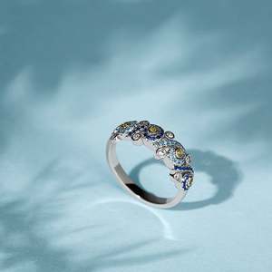 Bague de mode Jeulia Pure Night en argent sterling, coupe ronde, inspirée de la nuit étoilée - Product Image 5