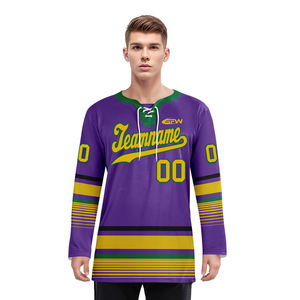 Maillots de hockey sur glace personnalisés en polyester 160g de haute qualité, séchage rapide, respirants, pour l'entraînement, vierges pour sublimation, vente en gros - Product Image 5