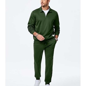 Chándales activos informales para hombre, chándal deportivo con cremallera completa para correr, chándal de 2 piezas con bolsillos con cremallera, chándal con cremallera 1/4 - Product Image 5