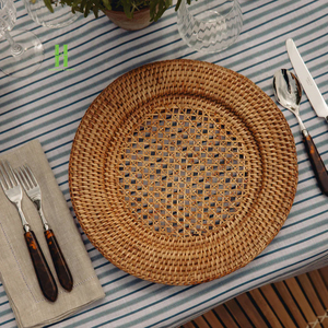 Woven Green Round Placemat Rattan Charger Plate for Dining Table Table Decor <b>Christmas</b> Rattan Placemats OEM Accepted in Vietnam - Product Image 6