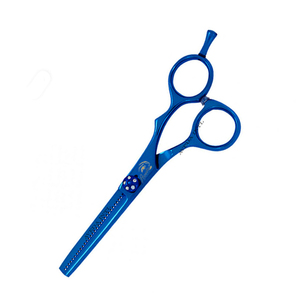 Ciseaux de coiffure professionnels bleus en acier inoxydable à lames droites et pointe émoussée pour droitiers, pour salon et barbier - Product Image 2