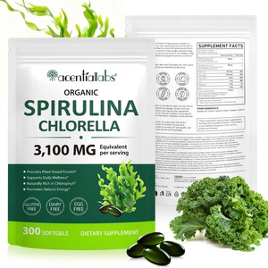 AcentialLabs Spirulina Softgels 300p Miscela Super Greens 17 in 1 con Clorella, Erba di Grano e Cavolo per Energia e Benessere Quotidiano - Product Image 1