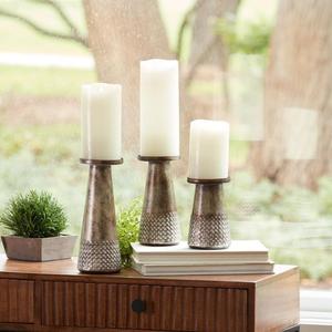 ชุดเชิงเทียนไม้และโลหะดีไซน์ทันสมัยเชิงเทียนที่ใส่เทียนดีไซน์กรงโลหะ2ชิ้นรูปทรงและขนาดที่กำหนดเองได้ - Product Image 6