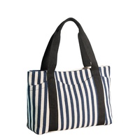 Grosir tas tote belanja kanvas katun putih dan hitam wanita kecil dengan logo cetak kustom ODM OEM