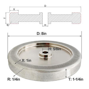 RZ <span class=keywords><strong>4</strong></span> en 1 8 "X 1.25" X 5/8 "1/<span class=keywords><strong>4</strong></span> Meule CBN à liaison électrolytique à arc pour l'affûtage des outils de tournage sur bois Outil en acier à grande vitesse - Product Image 4