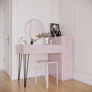 Modern BTD68013 Vanity Table with Built-In <b>Storage</b> Cabinet Solid Wood Metal <b>Chest</b> of Drawers for Living Room Bedroom Hotel - Product Image 1