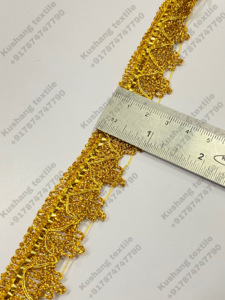 Precio al por mayor Venta caliente Personalizar Trenza Hilo metálico Encaje dorado Adorno Étnico Correas Encaje - Product Image 4