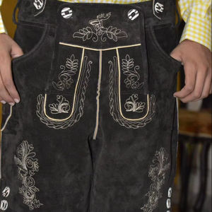 Shemax pour hommes Trachten Shorts personnalisé OEM nouveau bavarois Oktoberfest Lederhosen Style formel fermeture éclair motif ombré gris tissu - Product Image 1