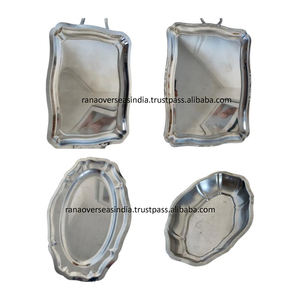 Bandeja de servicio de acero inoxidable de lujo de alta demanda Bandeja duradera para té y café o desayuno disponible en diversos estilos y tamaños - Product Image 3