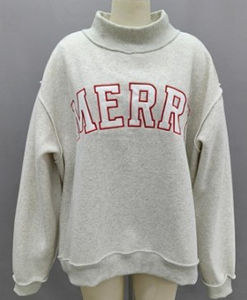 Sweat-shirt à col montant surdimensionné en molleton 100% coton pour femme, respirant, imprimé avec logo personnalisé sur le devant - Product Image 5