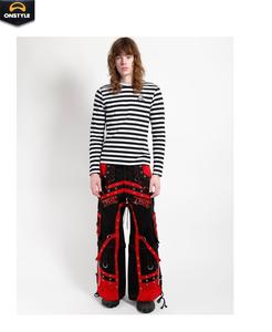 ONSTYLE SPORTS-Joggers informales vintage de cintura alta con detalles de cremallera y detalles de cadena, 100% algodón para hombres, moda de Festival - Product Image 2