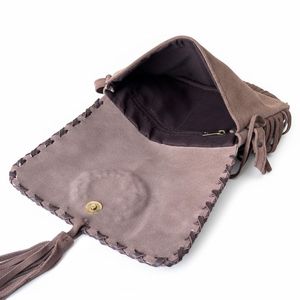 Bolso de Hombro de Cuero con Flecos de Pelo Estilo Occidental, Bolso de Cuero Boho de Alta Calidad para Mujer con Piedra Turquesa - Product Image 4