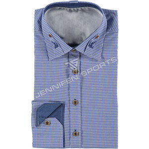 คุณภาพสูง Trachten ผู้ชายแขนยาวผ้าฝ้าย 100% ตรวจสอบผ้าเสื้อปุ่มปิดรอบคอภายในทอป้ายคอ - Product Image 5