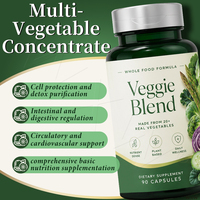 Capsules de mélange de fruits et légumes, plus de 20 fruits et légumes véritables, soutien quotidien à base de plantes pour le bien-être, marque privée OEM