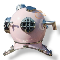 Casco de Buceo Antiguo Moderno de Hierro, Réplica Vintage del Mark V de la Marina de los Estados Unidos, Acabado Rosa de Alta Calidad, Decoración para el Hogar, Regalo